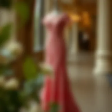 Elegant evening gown showcasing intricate lace details