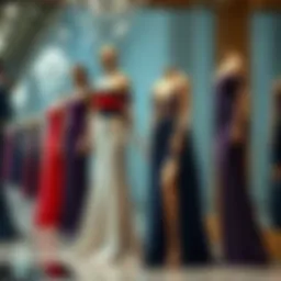 Elegant plus size evening dress collection display