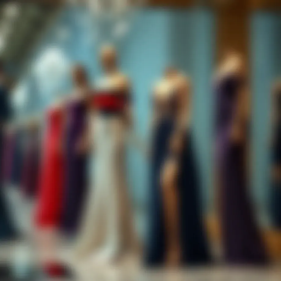 Elegant plus size evening dress collection display