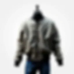 A stylish bomber jacket showcased on a minimalist background