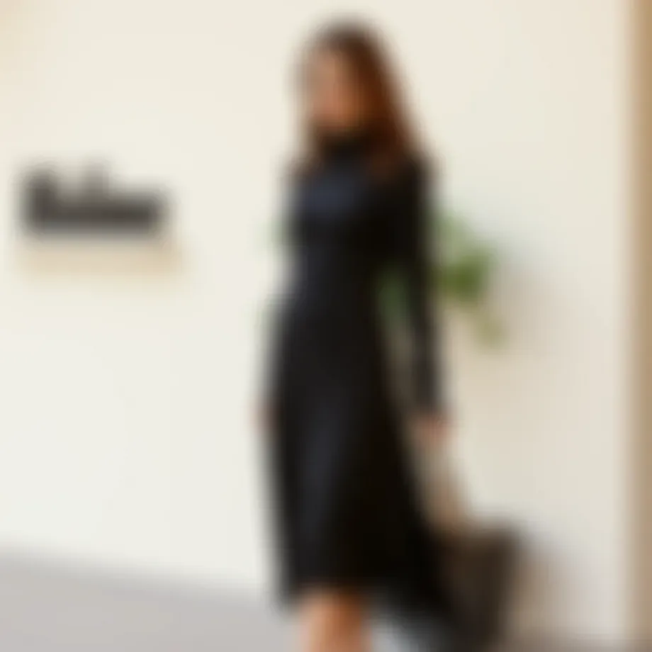 Elegant knee-length dress in a casual setting