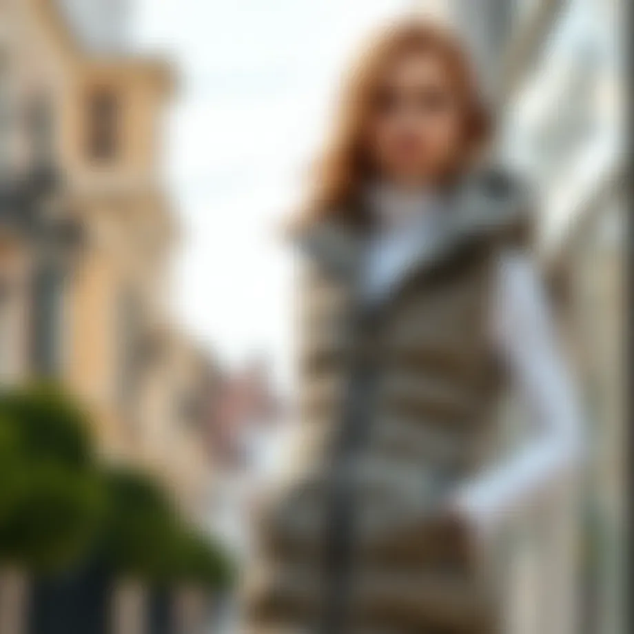 Elegant long puffer vest showcasing modern design