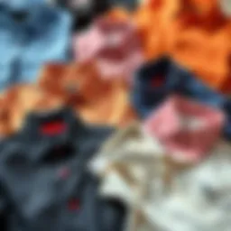 Stylish shirt arrangement showcasing various fabrics