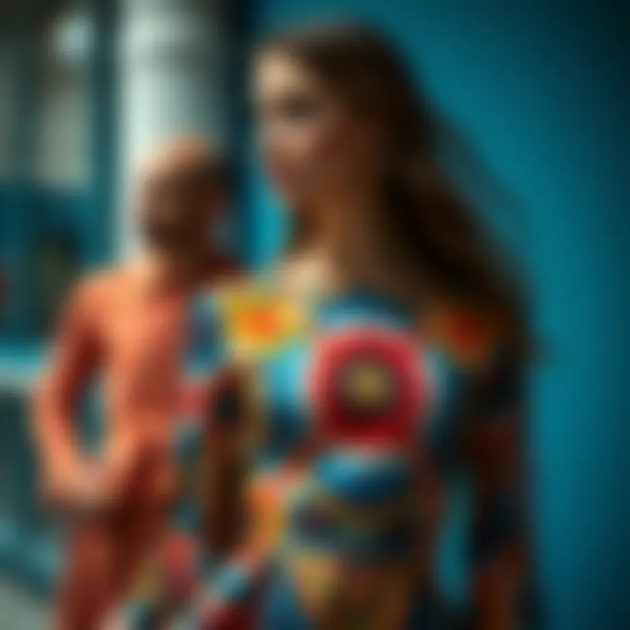 Contemporary dress design showcasing vibrant patterns