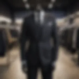 Elegant black suit on a mannequin in a fashion store