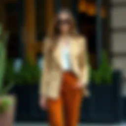 Chic corduroy trousers styled with a tailored blazer