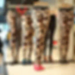 Fashionable leggings display showcasing unique patterns