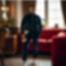 Luxurious velvet tracksuit in a stylish setting