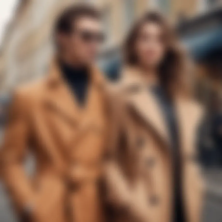 Stylish seasonal overcoat in an urban setting