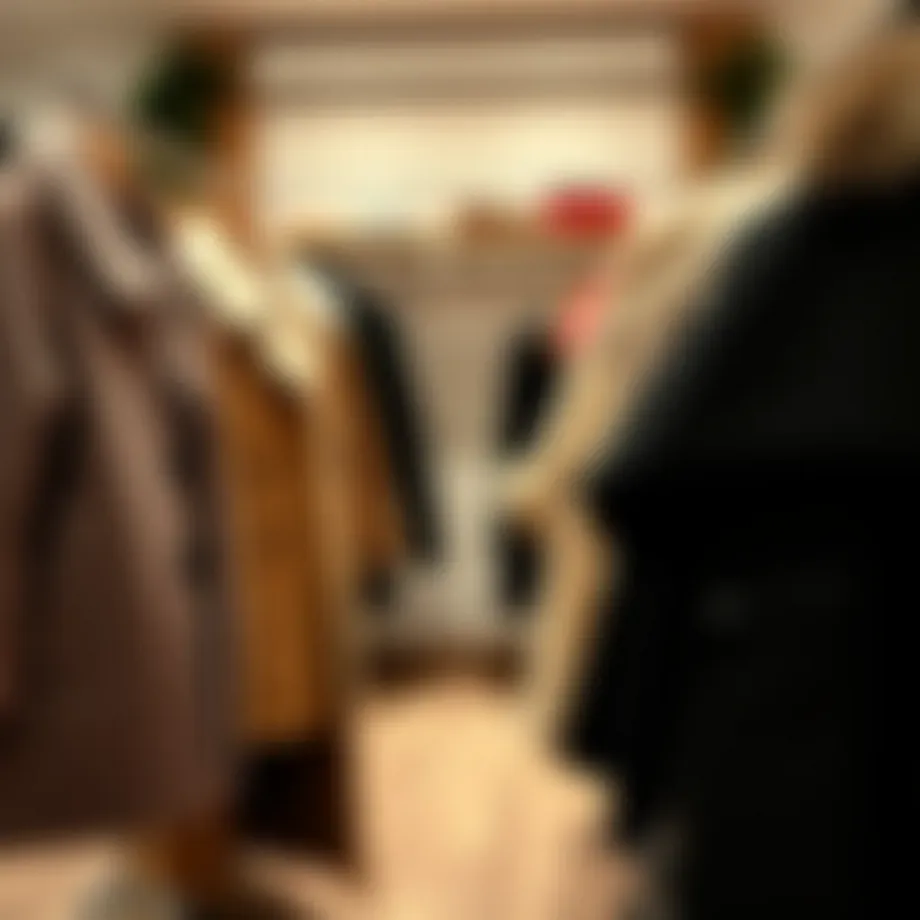 Stylish winter coats displayed in a boutique