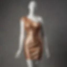 Elegant one-shoulder mini dress on a mannequin showcasing modern fashion.