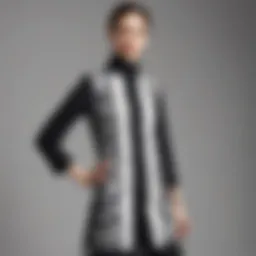 Elegant black and white tunic ensemble reflecting modern modest fashion.