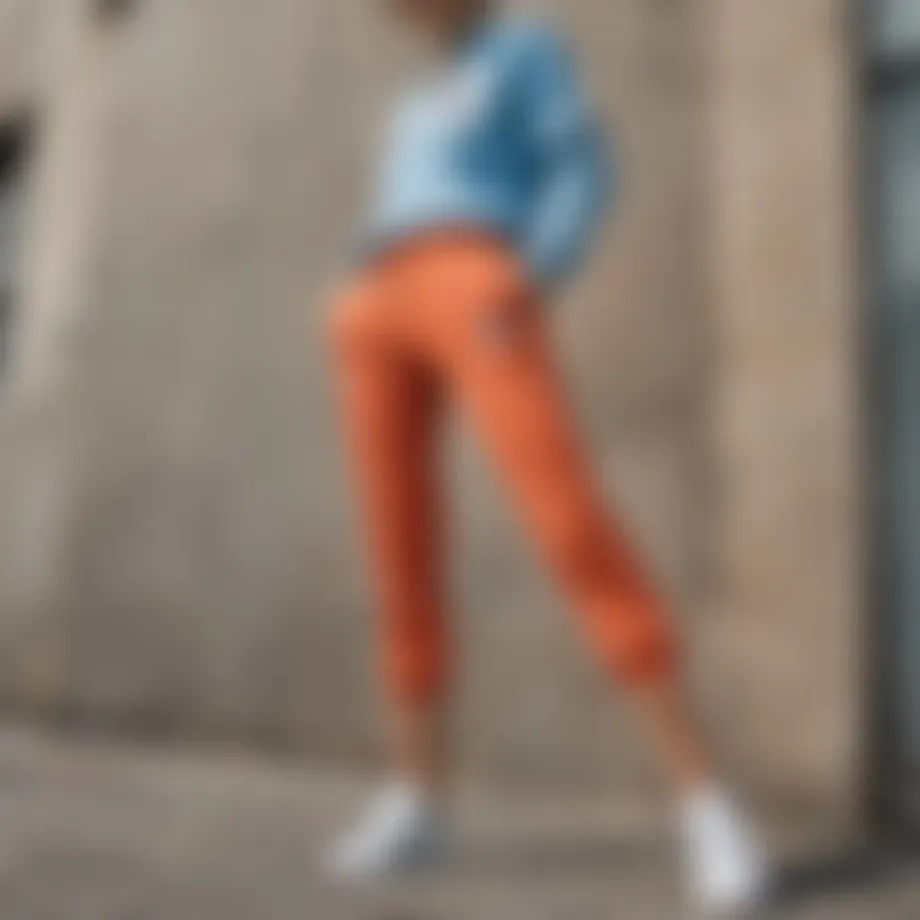 Stylish sports capri trousers showcased in a modern urban setting