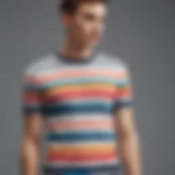 Stylish striped t-shirt displayed on a minimalist background