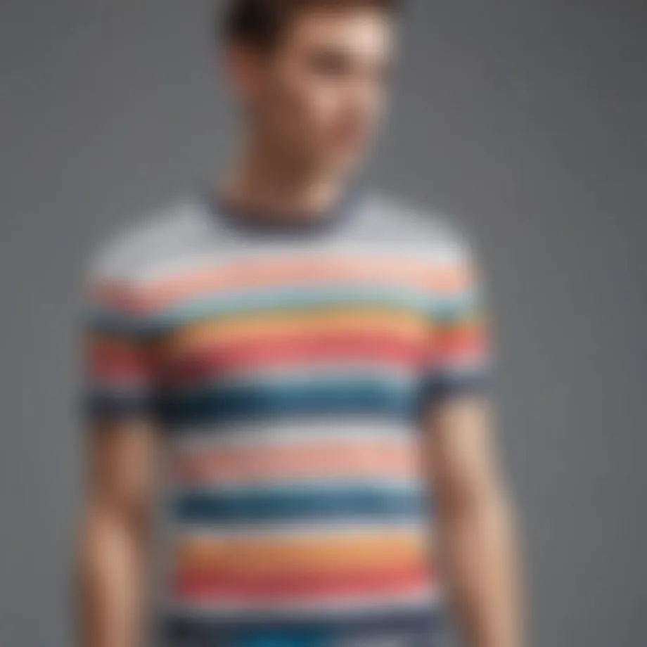 Stylish striped t-shirt displayed on a minimalist background