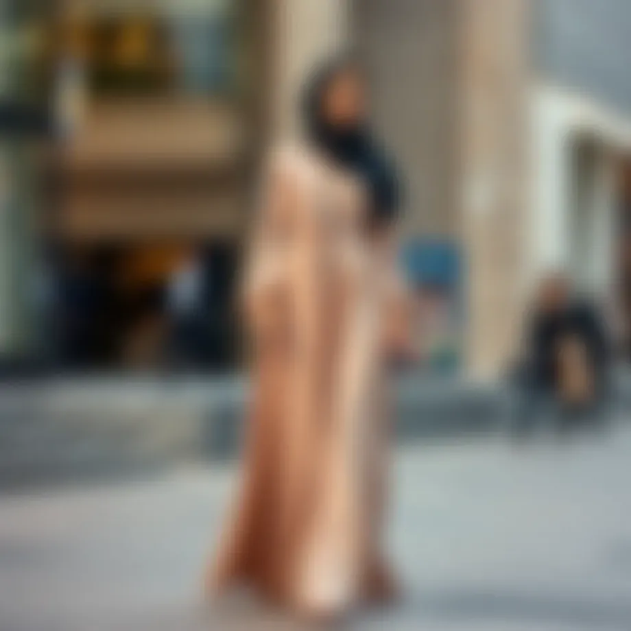 Elegant full-length dress showcasing modest fashion