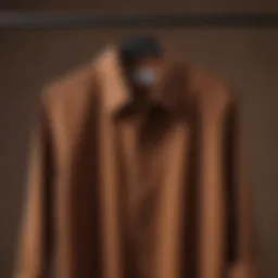 Stylish brown modest shirt on a hanger