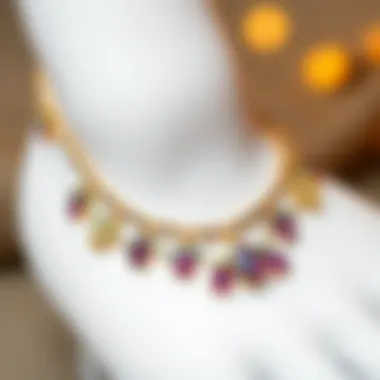 Gemstone Adorned Chain Anklet Stylish chain anklet adorned with gemstones